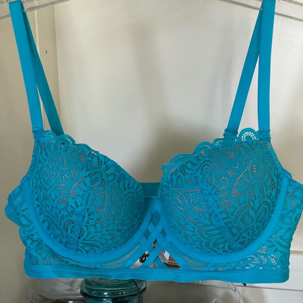 Adore Me Turquoise Lace Bra